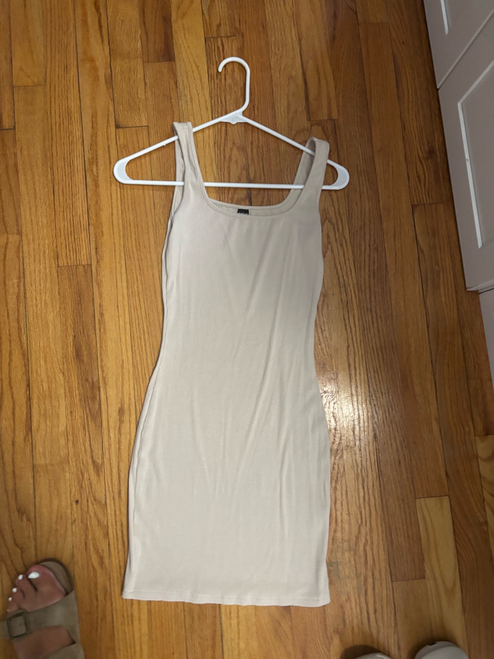 SHEIN Ribbed Tank Maxi Dress in Beige